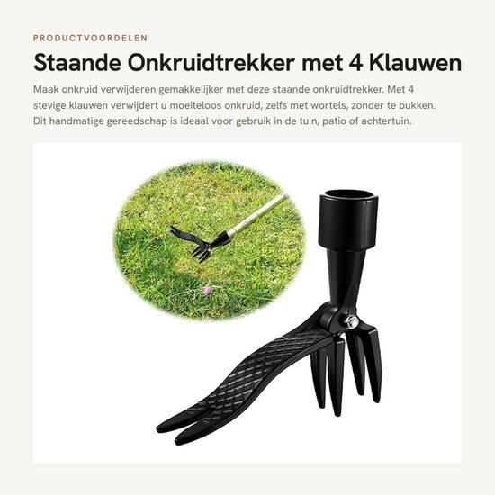 Dailygoods- Onkruidtrekker Sterk en Duurzaam - Handmatig Onkruidverwijderingsgereedschap - Onkruidsteker met 4 Klauwen - Tuin/Patiotool - Aluminiumlegering - Eenvoudig te Gebruiken - Onkruidverwijderaar