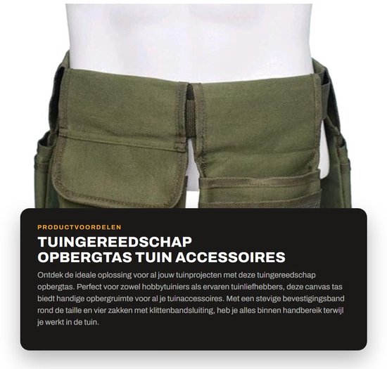 Dailygoods- Opbergtas Tuingereedschap - Canvas Tas - Gereedschapsriem - 4 Zakken - Verstelbare Heupband - Stevige Bevestigingsband - Tuingereedschap Riem van Dailygoods