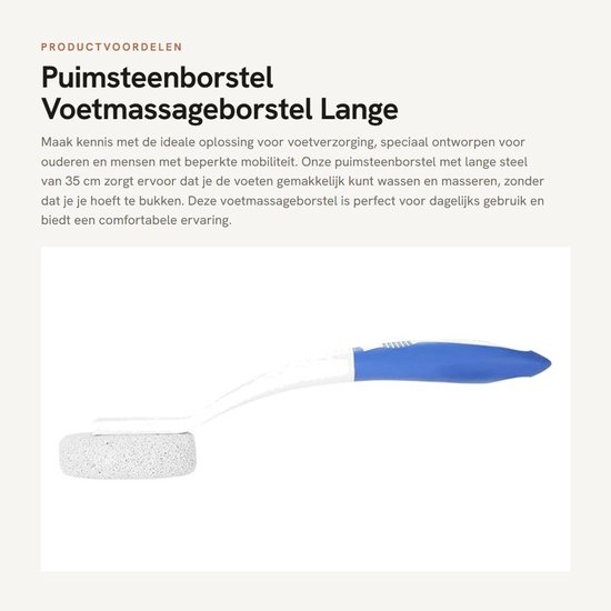 Dailygoods- Puimsteenborstel 35 cm - Voetmassageborstel - Antislip Handgreep - Ergonomisch Ontwerp - Schimmelbestendig - Gemakkelijk in Gebruik - Voetborstel