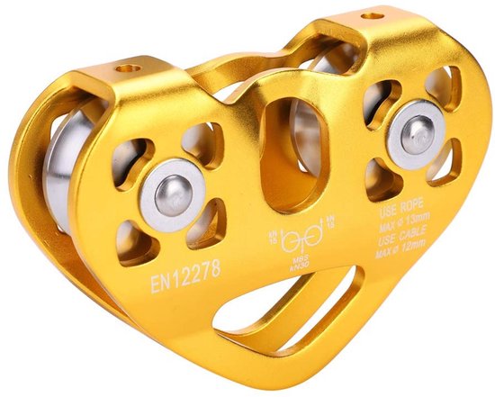 Dailygoods- Reddingskabelwagen 30 kN - Dubbele Kabelrol - Concave Riemschijf - Roestvrij Staal - Luchtvaartaluminium - Duurzaam Ontwerp - Katrol