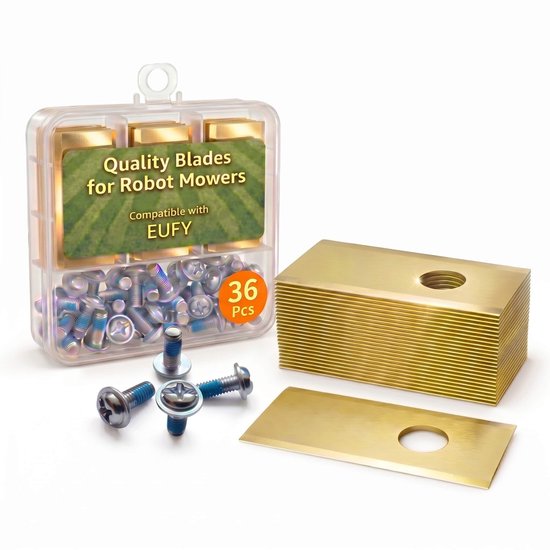 Dailygoods- Reservemessen 36x - Roestvrij Stalen Messen - Titanium Coating - Eufy E15/E18 Compatibel - Harde Messen - Eenvoudige Montage - Maaimes