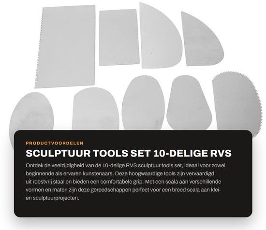 Dailygoods- Sculptuurtool 10-delig - Roestvrij Staal - Boetseergereedschap - Klei Accessoires - Sculpting Tools - Lichtgewicht en Compact - Klei Gereedschap