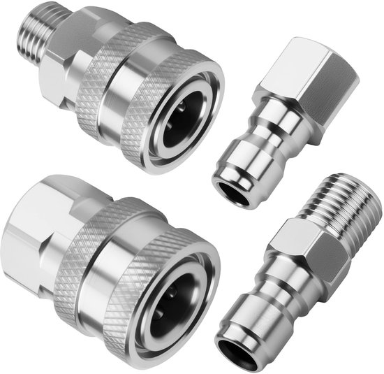 Dailygoods- Snelkoppeling 1/4 inch - 4 Stuks - Verbindingsstukken - Hogedrukreiniger - Binnendraad - Duurzaam materiaal - Koppeling