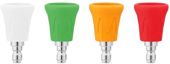 Dailygoods- Sproeikopbeschermers 4 Stuks - Roestvrijstalen Sproeikoptipset - Rubberen Beschermkappen - 1/4" Snelkoppeling - Gatdiameter 1,4 mm - Bescherming tegen Krassen - Hogedrukreiniger Sproeiers