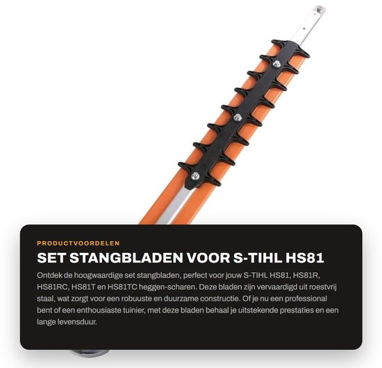 Dailygoods- Stangbladen Hoogwaardig Roestvrij Staal - Set Stangbladen - Robuust en Duurzaam - Eenvoudig te Installeren - Geschikt voor HS81 Series - Lange Levensduur - Heggenschaarblad