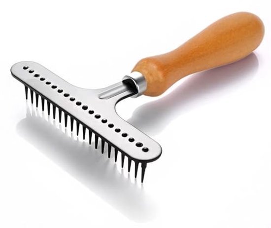 Dailygoods- Tapijthark Draagbaar - Roestvrij Staal - Handmatige Hark - Haarverwijdering - Effectieve Reiniging - Compact Ontwerp - Tapijtkam