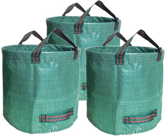 Dailygoods - Tuinafvalzakken - Robuust en duurzaam - 3 x 272 l - Groen - Milieu-vriendelijk alternatief - Perfect voor tuinieren - Set van 3