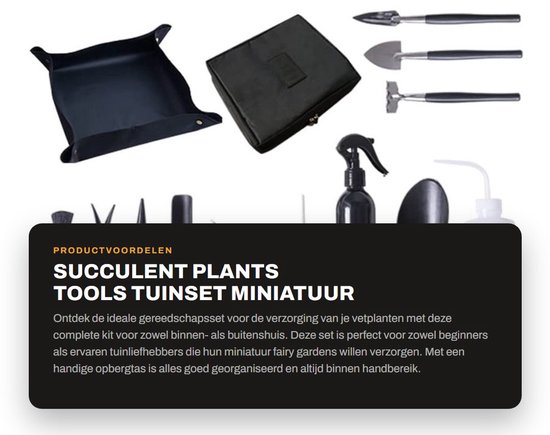 Dailygoods- Tuingereedschapset 14 Stuks - Vetplant Gereedschap - Transplantatie Gereedschappen - Opbergtas - Waterdichte Plantenpotmat - Lichtgewicht en Hoogwaardige Materialen - Tuingereedschap