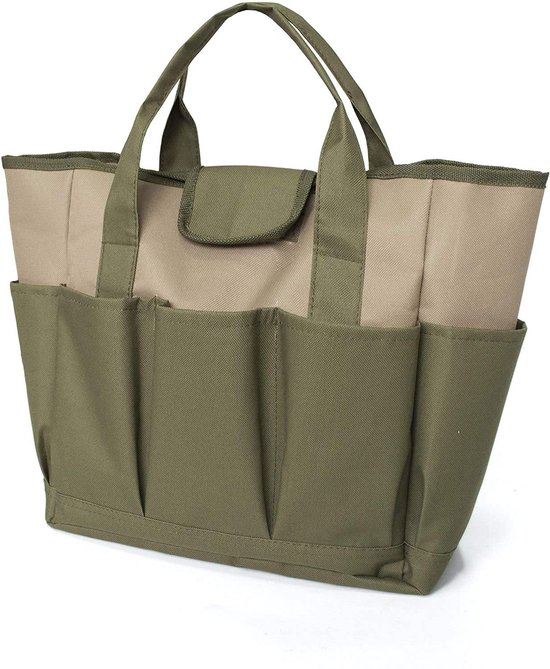 Dailygoods- Tuingereedschapsset - Grote Tuin Tas met Vakken - Stevige Gereedschapstas - Wasbaar - 600 D Oxford-doek - 34,3x17,2x30,5cm