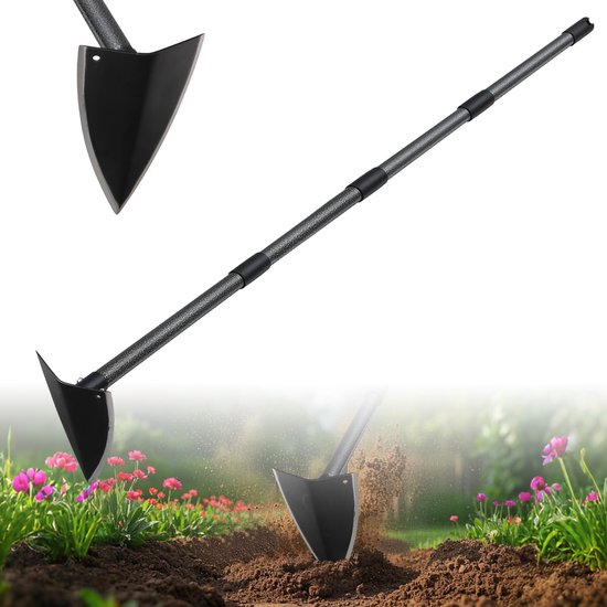 Dailygoods- Tuinschoffel Verstelbare Lengte - Driehoek Blad - Sterke Legering - Roestwerend - Lichtgewicht - Ergonomische Handgreep - Graafschoffel