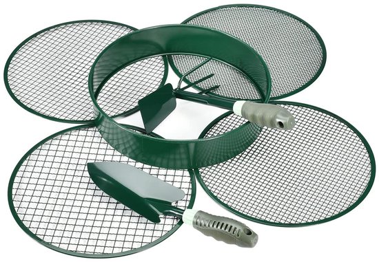 Dailygoods- Tuinzeef 30 cm - Roestvrij Staal - 4-in-1 Inzetstukken 3/6/9/12 mm - Tuingereedschap - Schep/Schoffel - Duurzaam Gebruik - Grondzeef