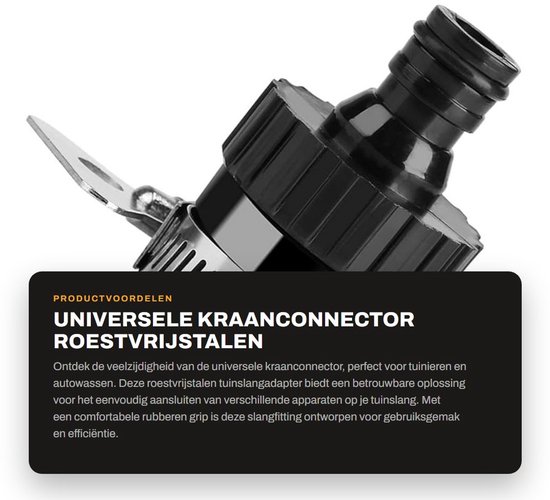 Dailygoods - Universele Kraanconnector - Roestvrijstalen Tuinslangadapter - Multifunctionele Slangfitting - 20 Mm Buitendiameter - Voor Tuinieren en A...