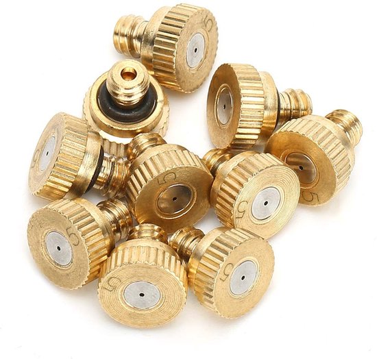 Dailygoods- Vernevelingssproeier 10 Stuks - Messing - Lage Druk - Sproeikop - Vernevelingssysteem - Corrosiebestendig - O-ring voor Waterdichtheid