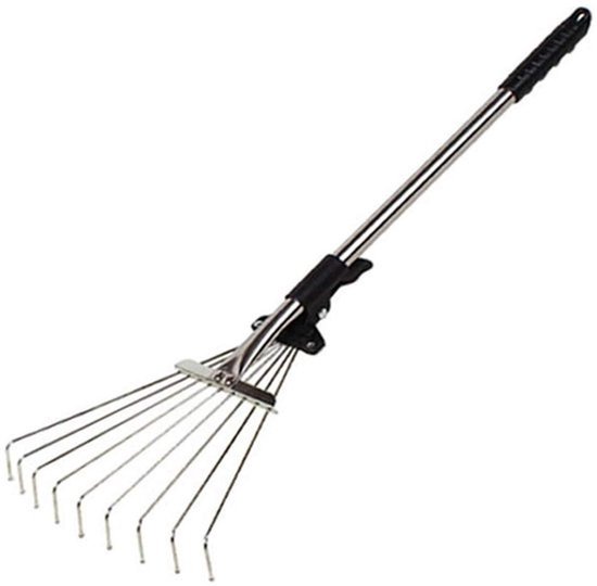 Dailygoods - Verstelbare tuinbladhark - Metalen hark met meerdere tanden - Telescopisch tuingereedschap - Diverse kleuren - Voor gazon en tuin - Lichtgewicht