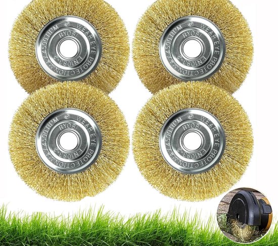 Dailygoods- Voegenborstelset 4 Stuks - Draadborstel voor Gloria Multibrush/Weedbrush - Ø11,5 cm - Bodemreiniging - Robuuste Constructie - Slijtvast