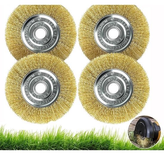 Dailygoods-voegenborstelset - 4 stuks - draadborstel - voor Gloria Multibrush/Weedbrush - Ø11,5 cm - voor bodemreiniging - robuuste constructie - slijtvast