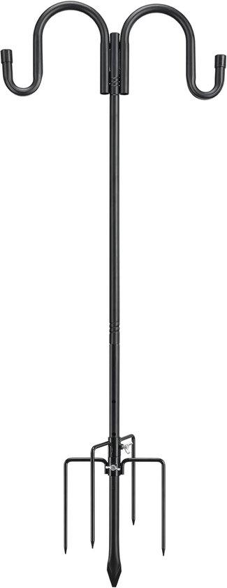 Dailygoods- Vogelvoederpaal 272 cm verstelbaar - Dubbele Herdershaak - Robuust Roestvrij Staal - Eekhoornbestendig - Voor Buiten - Maximaal 30 Pond Belastbaar - Tuinpaal