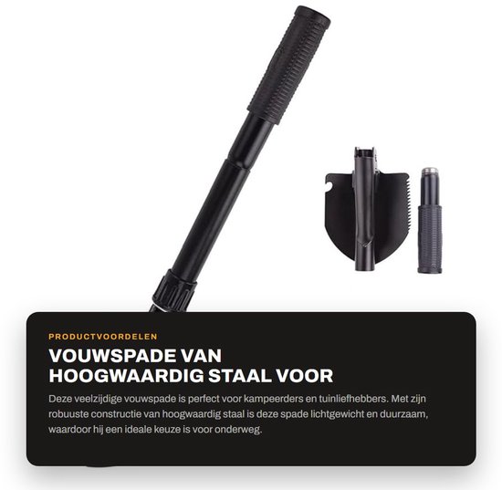 Dailygoods- Vouwspade Premium - Veldspade - Inklapbaar - Hoogwaardig Gelegeerd Staal - Multifunctioneel - Inclusief Kompas - Schep