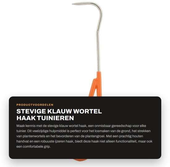 Dailygoods- Wortelhaak Stevig - Bonsai Gereedschap - Tuingereedschap - Houten Handvat - Duurzaam - Slijtvast Materiaal