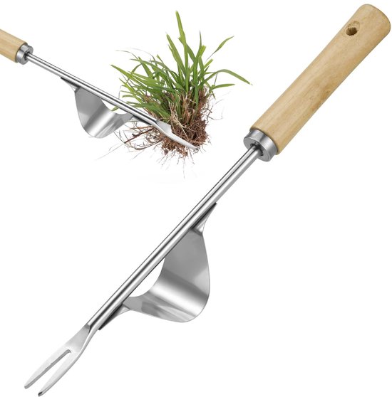 Dailygoods - Zocipro Handmatig onkruidtrekkergereedschap, handonkruidverwijderaar, tuin-onkruidtrekker met houten handvat, roestvrij staal diepe wortel onkruidverdelger gereedschap voor terras, gazon, tuin, tuin van Dailygoods