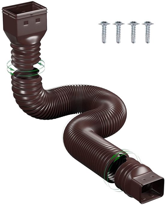 Dailygoody - Downspout Extender - Flexibele Regenwaterafvoerpijp - Houd de grond droog - Bruin - Overstromingspreventie - Geschikt voor tuin - 20in to
