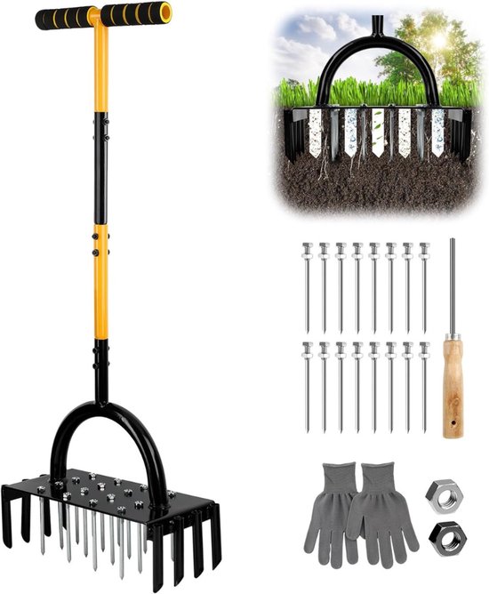 DailySupplies® Prikrol - Gazonbeluchter - Gras Beluchten - Gazon Beluchter - Zwart en Geel van DailySupplies®