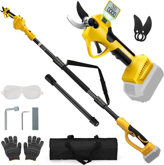 DailySupplies® Telescopische Snoeischaar - Mini Kettingzaag - Heggenschaar - Takkenschaar - Takkenzaag - Elektrische Snoeizaag met Accu - Geel van DailySupplies®