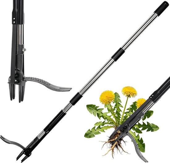 Daity 1 Stuk - Een robuust, rechtopstaand onkruidverwijderingsgereedschap met een 100 cm lange steel en een stalen kop met vier klauwen; een onkruidverwijderingsgereedschap voor de tuin met een ontwerp dat niet buigt. van Daity
