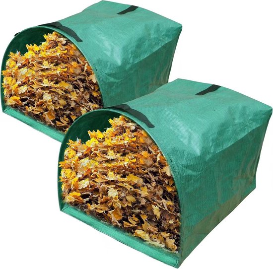 Daity 2-Pack 53 Gallon Stofblik Stijl Tuinafvalzakken, Herbruikbare Stevige Opvouwbare Tuinbladzakken, Bladverzamelaar voor het verzamelen van bladeren, grasmaaisel en grasmaaisel van Daity
