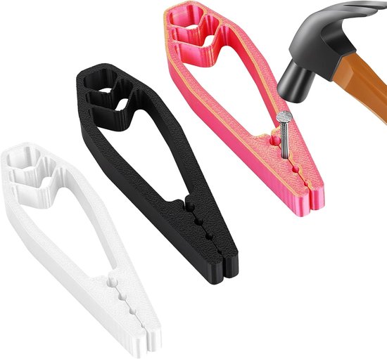 Daity 3-delige spijkerhouder voor hameren, met opzettang voor vingerbescherming, draagbare spijkerhouder voor eenvoudige reparaties en houtbewerking, huisbouw (rood, zwart, wit) van Merkloos	
