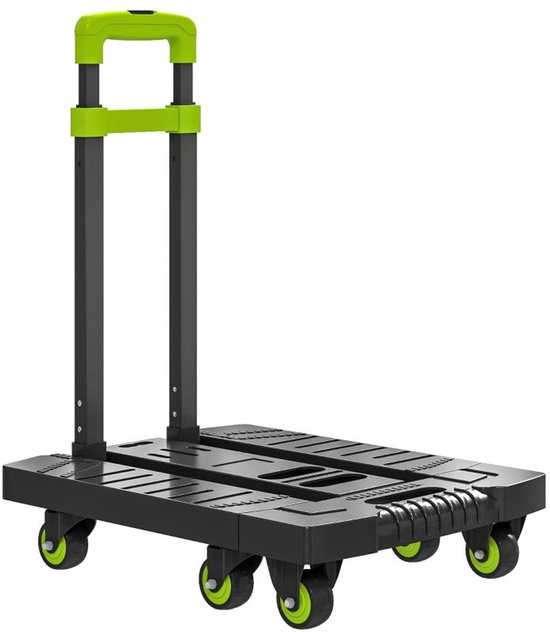 Daity Een opvouwbare metalen trolley met wielen en een verstelbare handgreep, afmetingen 49 x 35 x 102 cm, in het groen. van Merkloos	