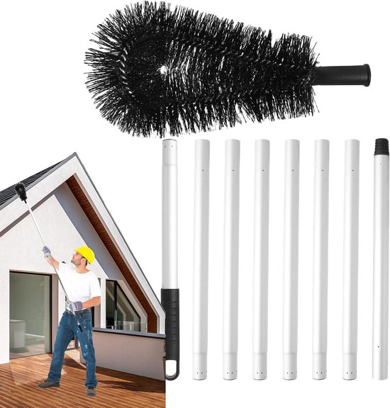 Dakgoot Reiniger - Gootborstel Telescoop - Dakgoten Schoonmaken - Verstelbare Lengte - 320 cm - Grijs