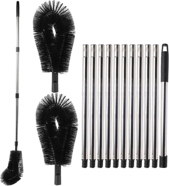 Dakgoot Reiniger - Gootborstel Telescoop - Hoge Plekken Schoonmaken - Geen Ladder Nodig - 4.3 Meter - Zwart