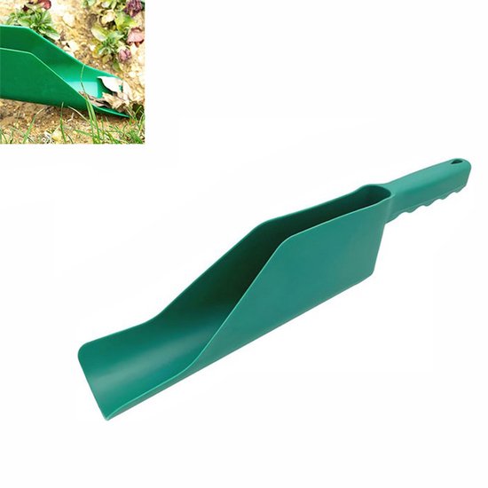 Dakgoot schep - Bladschep voor tuin - Reinigingsschep voor dakgoot - Tuinschep voor bladafval - Ergonomisch ontwerp, groot formaat, gemakkelijk te gebruiken - Kunststof - 43x12,5x9,5 cm - Voor dakgoten en tuinreiniging - Groen