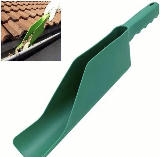 Dakgoot - schep - dakgootschep - borstel - reiniger - groen - langwerpige - stevige - kunststof - schep van Relaxdays