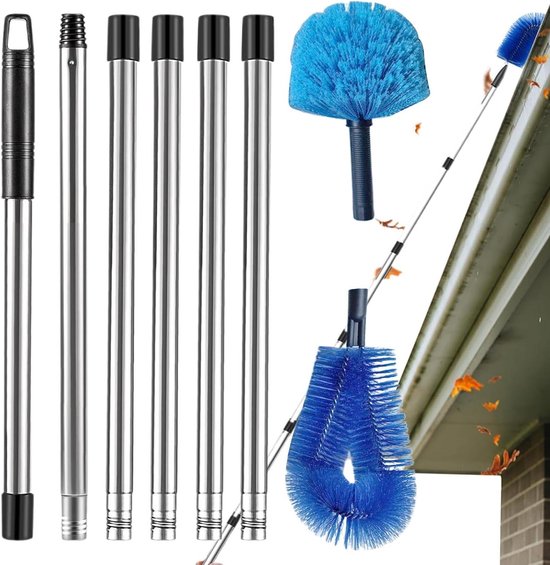 Dakgootborstel - Gootreiniger - Bladeren Verwijderen - Uitschuifbare steel - Tot 4.9m - Meerkleurig