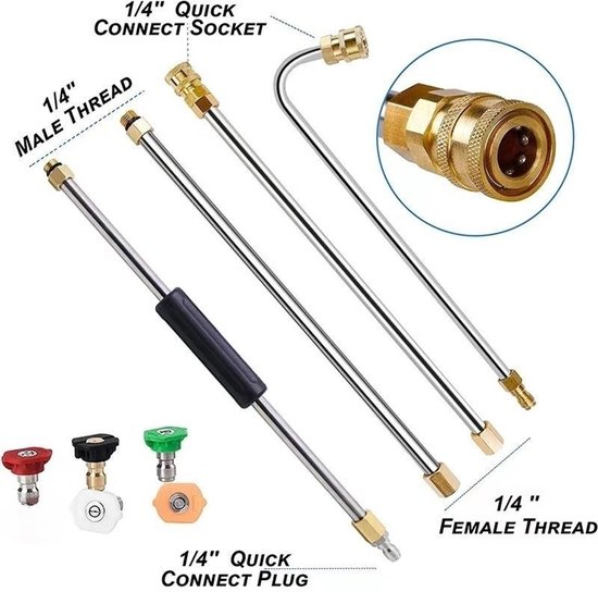 Dakgootreinigingsgereedschap Hogedrukreiniger - Verlengstukken, Dakreinigingslans - 4000 Psi 5 Tips, Accessoires voor het wassen van ramen, Hogedrukreiniger van Merkloos	