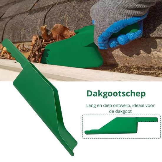 Dakgootschep - Dakgootreiniging - Afwatering dak - Dakgoottrekker - Herfst - Blad verwijderen - Bladeren - Dakgoot - Goot - Schep - Reinigen - Reiniger - Regen - Hemelwater - van Green Arrow