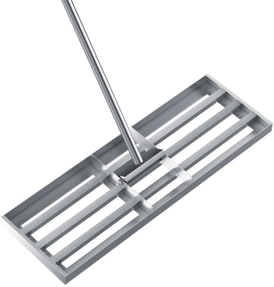 Damenzo - Hark - Gazonhark - Tuingereedschap - Egaliseren - Egaliserende hark - Tuin - Gazon - 115x25cm - Staal - Zilver