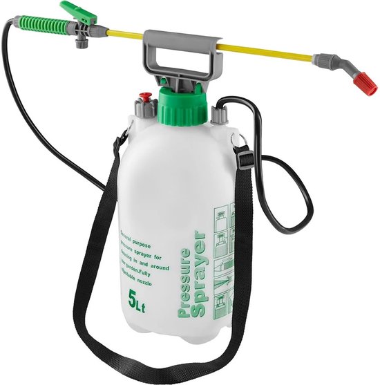 Damenzo - Tuinspuit - Drukspuit - Waterspuit - Tuinartikelen - Tuin - Plantenspuit - Druksproeier - 5 Liter - Inclusief draagriem