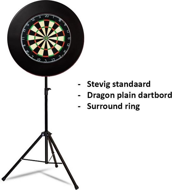 Darts Set - Portable dartbord standaard pakket - inclusief best geteste - dartbord en - dartbord surround ring - zwart van Dart