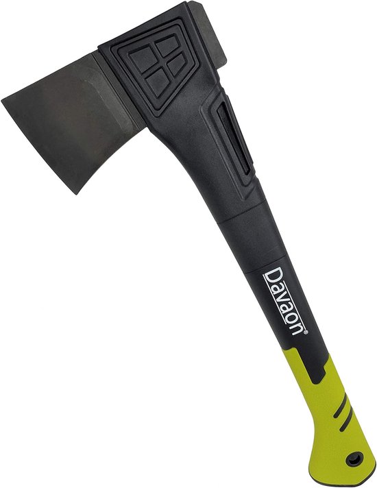 Davaon Pro kloofbijl, 46 cm, zwart/groen incl beschermhoes van Merkloos	