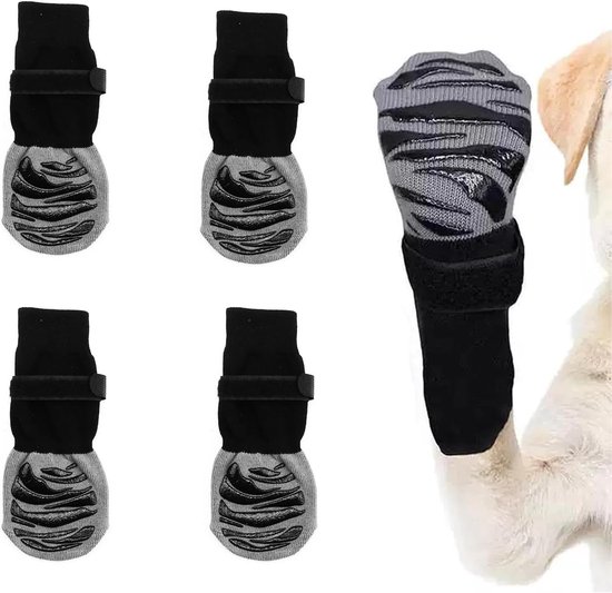 DEANKEJI 2 Pairs of Dog Socks, Silent Dog Socks, Non-Slip, Double-Sided Non-Slip Cotton Cat Socks, with Adjustable Adhesive Tape, Size L, for Protection of Your Pet's Paws van Merkloos	