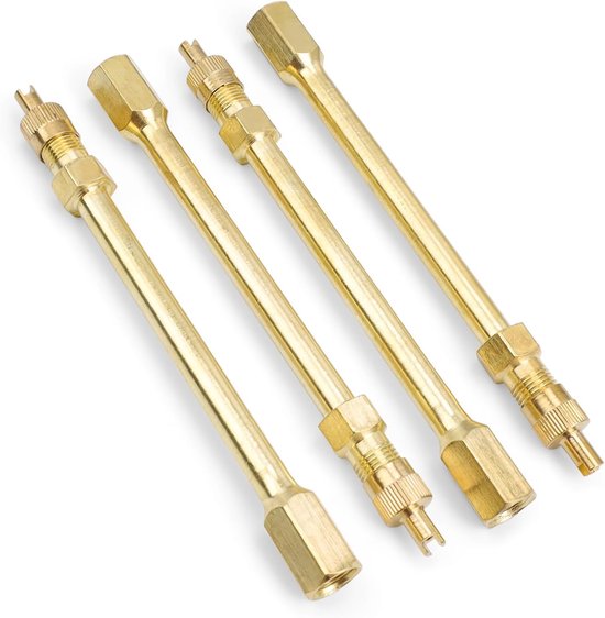 DEANKEJI 4 Pieces Valve Extension Car Valve Extension Brass Valve Extension 10 cm Car Valve Extension Suitable for Motorcycles, Bikes, Cars, Electric Scooters van DEANKEJI