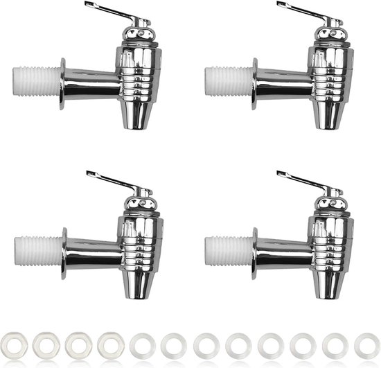 DEANKEJI Drink Dispenser, Tap Tap 4 Pieces ABS Plastic Water Dispenser Replacement Pins with Spacers and Nuts Thread Hole 1.8 x 2.8 cm Juice Tap for Coffee, Juice van DEANKEJI