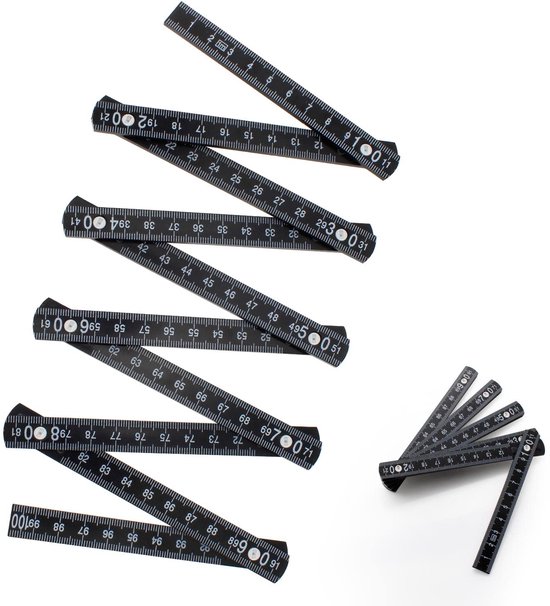 DEANKEJI Folding Ruler, Black Woodworking Ruler, Measuring Tool that can be expanded to 1 m, can be used for carpenters, masons, construction site, DIY project van Merkloos	