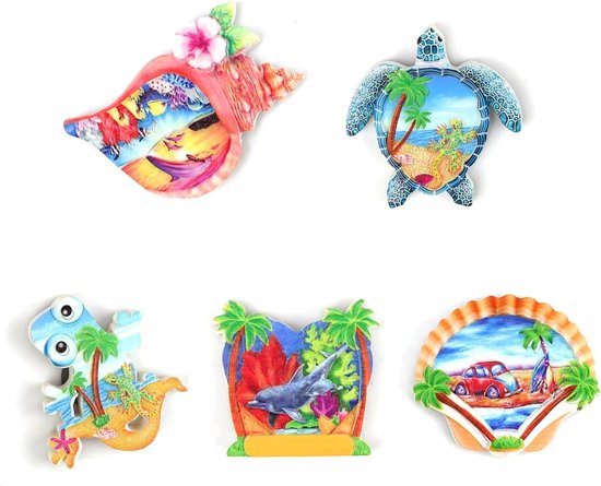 DEANKEJI Fridge Magnet 5 Pieces 3D Creative Ocean Style Animals Magnets Fridge with Magnet Resin Craft Fridge Magnet for Home Decoration, Office, Restaurant van DEANKEJI