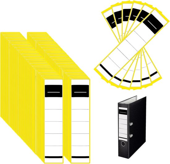 DEANKEJI Pack of 100 Folder Back Stickers Self-Adhesive 3.5 x 19 cm File Back Self-Adhesive for Classifying Documents and Notes van Merkloos	