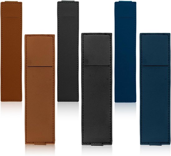 DEANKEJI Set of 6 Leather Pen Loops, Adjustable Elastic Band, Pen Holder, Self-Adhesive, Pen Holder, Notebook, Suitable for Notebooks, Planners, Folders