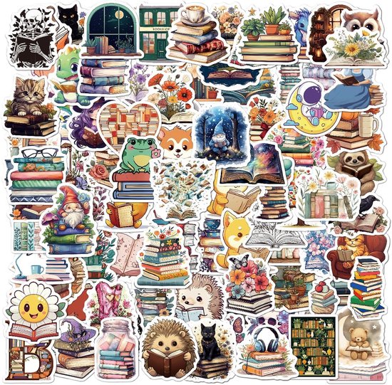 DEANKEJI Stickers Scrapbook, 200 Pieces, Random Pattern, Cute Laptop Stickers, Doodle Reading Stickers, Aesthetic for Books, Computers, Collectible Albums, Luggage van DEANKEJI
